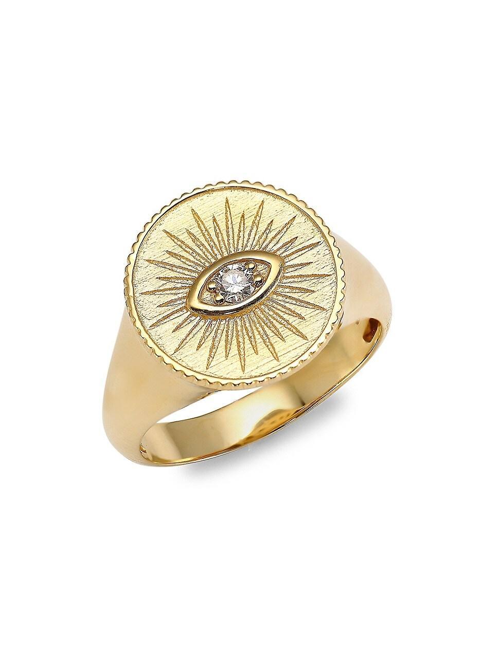 Womens 14K Yellow Gold & Diamond Marquis Eye Ring Product Image