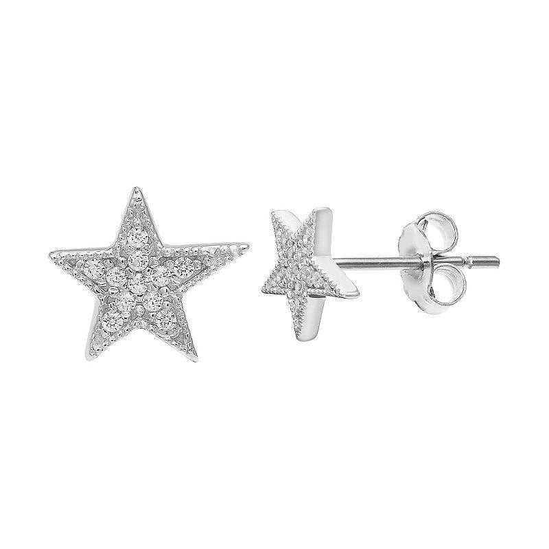 PRIMROSE Cubic Zirconia Beaded Star Earrings, Womens, Silver Tone Product Image