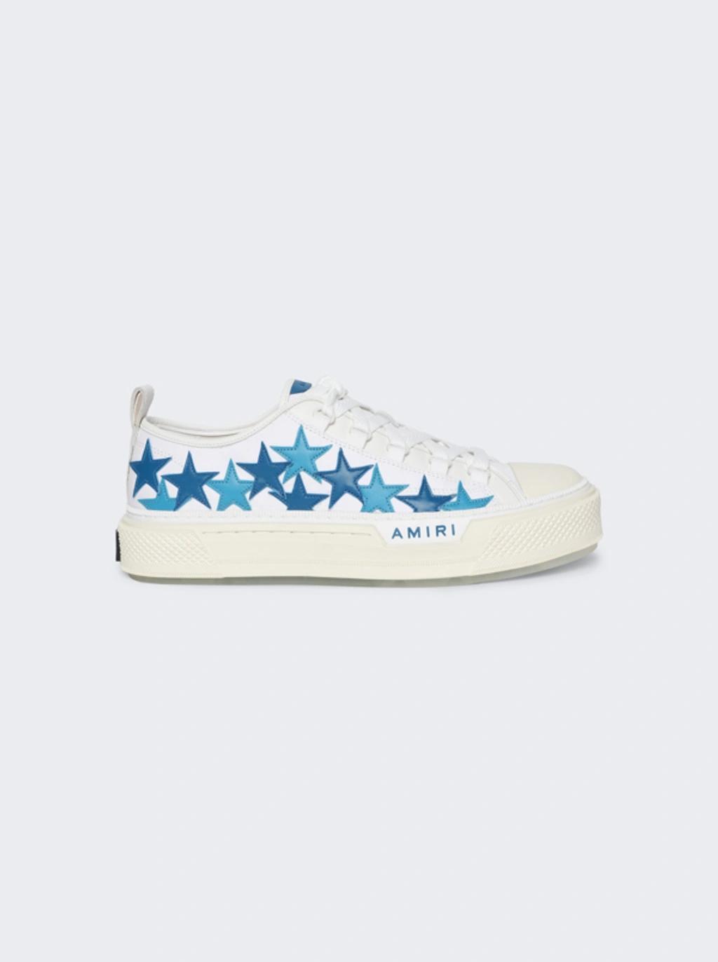 White & Blue Stars Court Low Sneakers Product Image