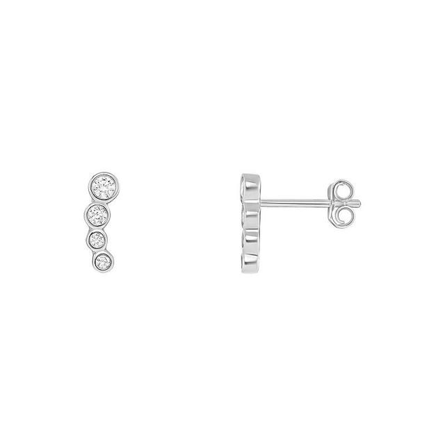 PRIMROSE Sterling Silver Cubic Zirconia Graduated Crawler Stud Earrings, Womens, White Product Image