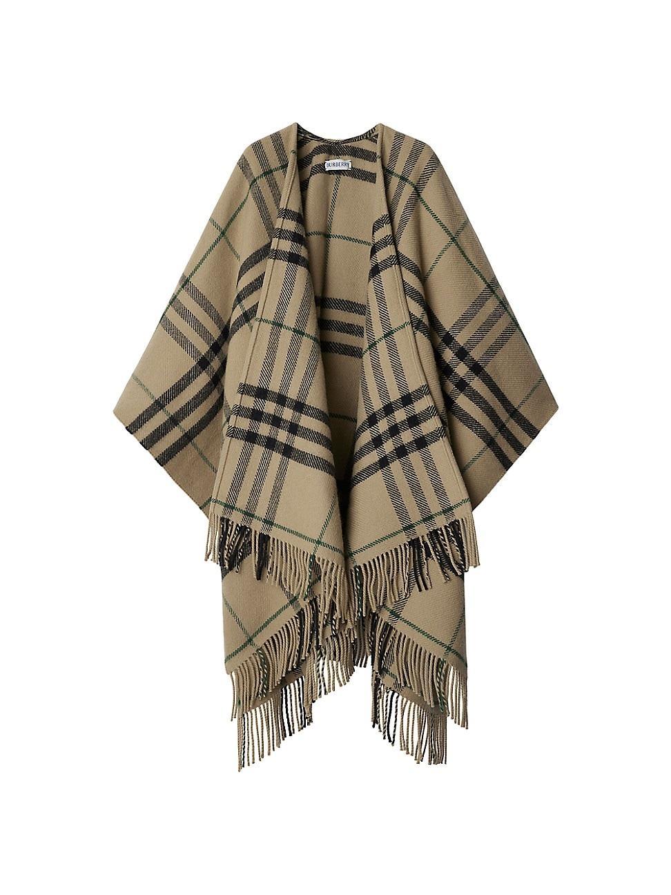 Womens Catey Wool-Cashmere Check Cape Product Image