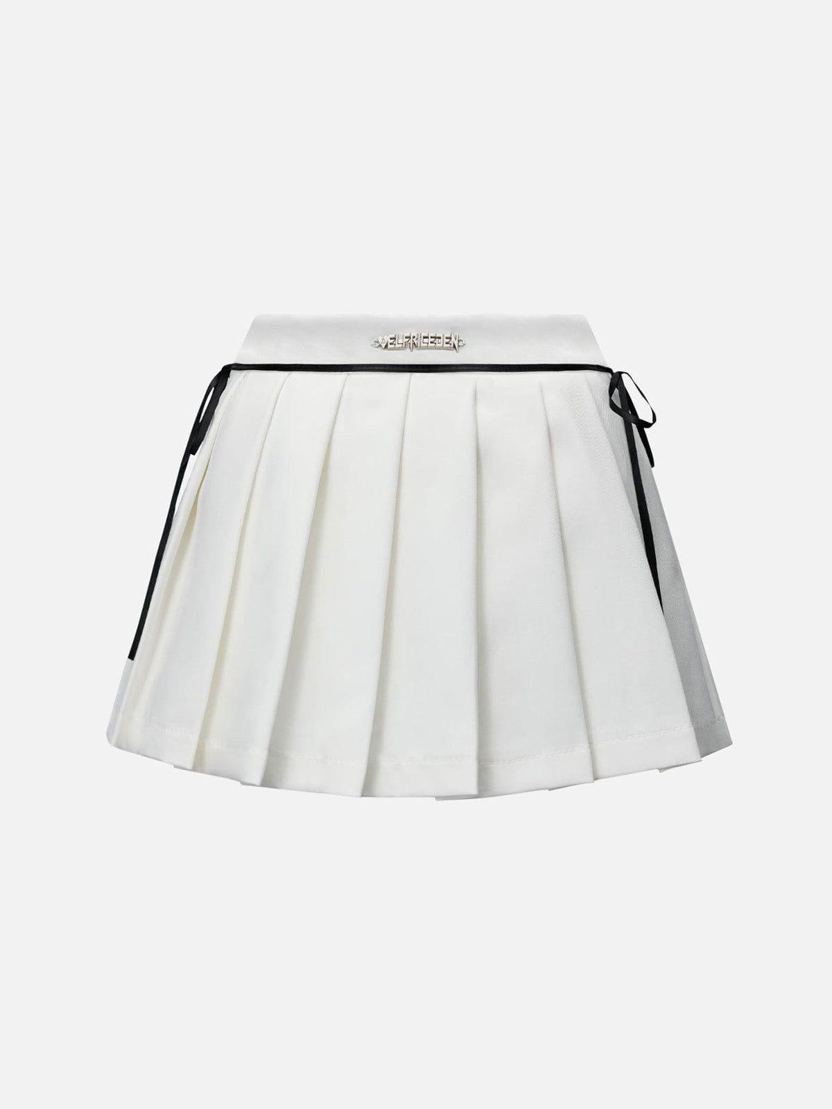 Color Blocking Drawstring Pleated Skirt product image