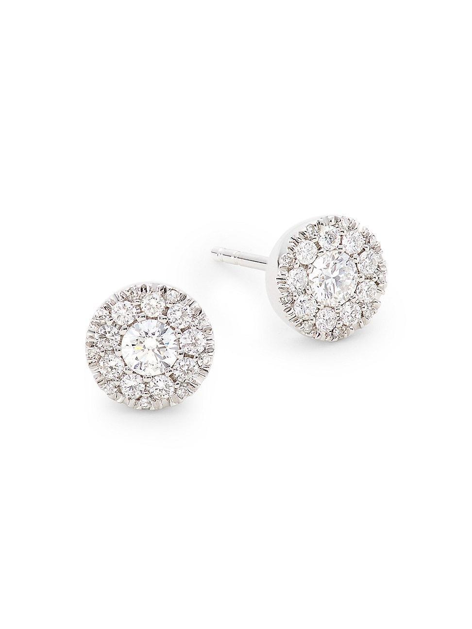 Womens 14K White Gold & 0.5 TCW Diamond Cluster Stud Earrings - White - White Product Image