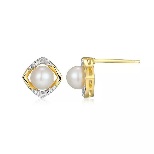 18k Gold Over Silver Gemstone & Diamond Accent Stud Earrings, Womens, June Gen Fw White Product Image