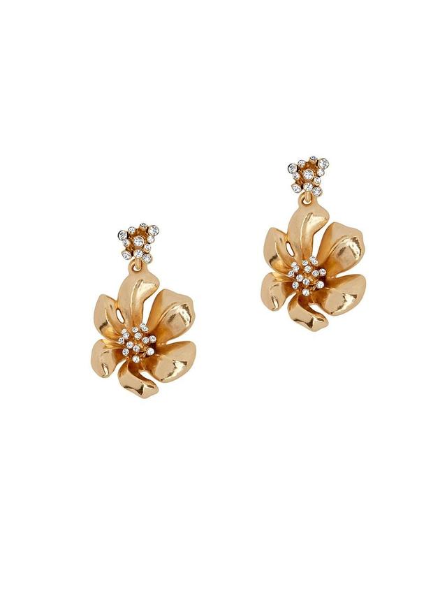 Womens Goldtone & Glass Crystal Flower Drop Earrings Product Image