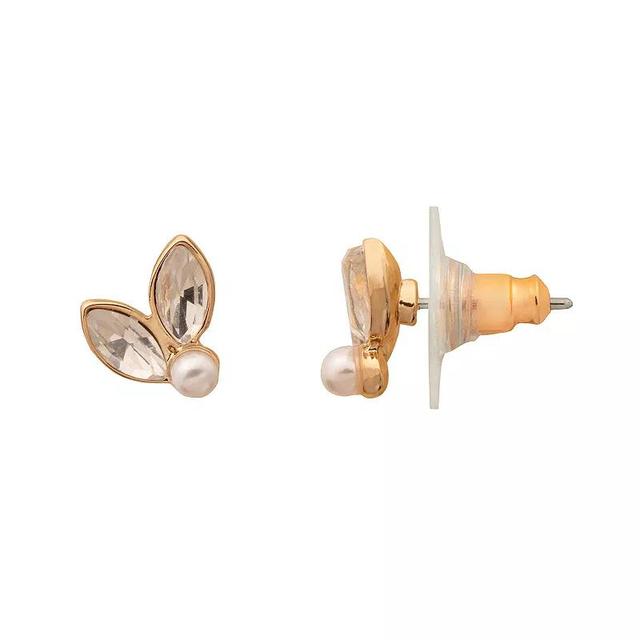 LC Lauren Conrad Gold Tone Simulated Pearl Petal Nickel Free Stud Earrings, Womens, Clear Product Image