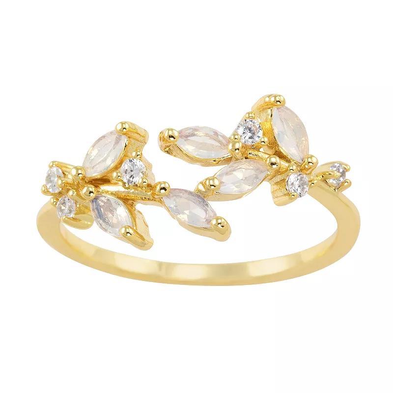 City Luxe Gold Tone Opal Crystal & Clear Cubic Zirconia Vine Ring, Womens Gold Tone White Product Image