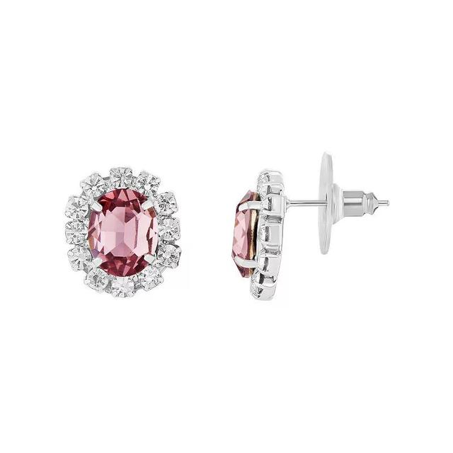 Emberly Glass Stone Frame Stud Earrings, Womens, Pink Product Image