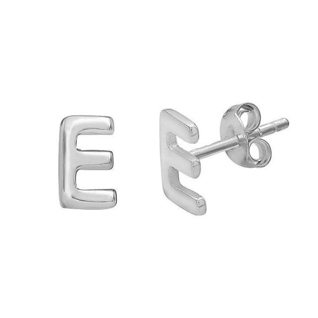 PRIMROSE Sterling Silver Initial Stud Earrings, Womens, Silver Tone C Product Image