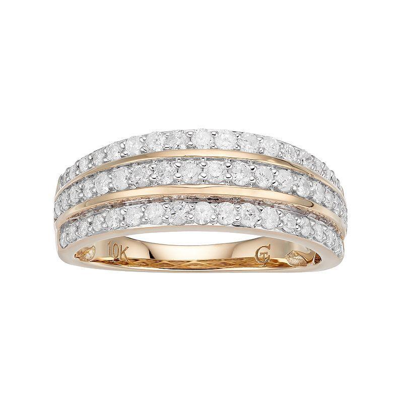 10k Gold 3/4 Carat T.W. Diamond Multi Row Ring, Womens White Product Image