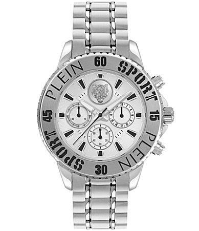 Plein Sport Mens Glam Chrono Chronograph Quartz Silver Stainless Steel 44MM - Silver Product Image