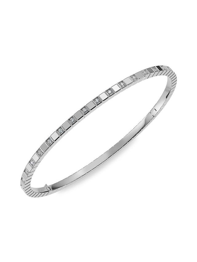 Womens Ice Cube 18K White Gold & Diamond Bangle Bracelet Product Image