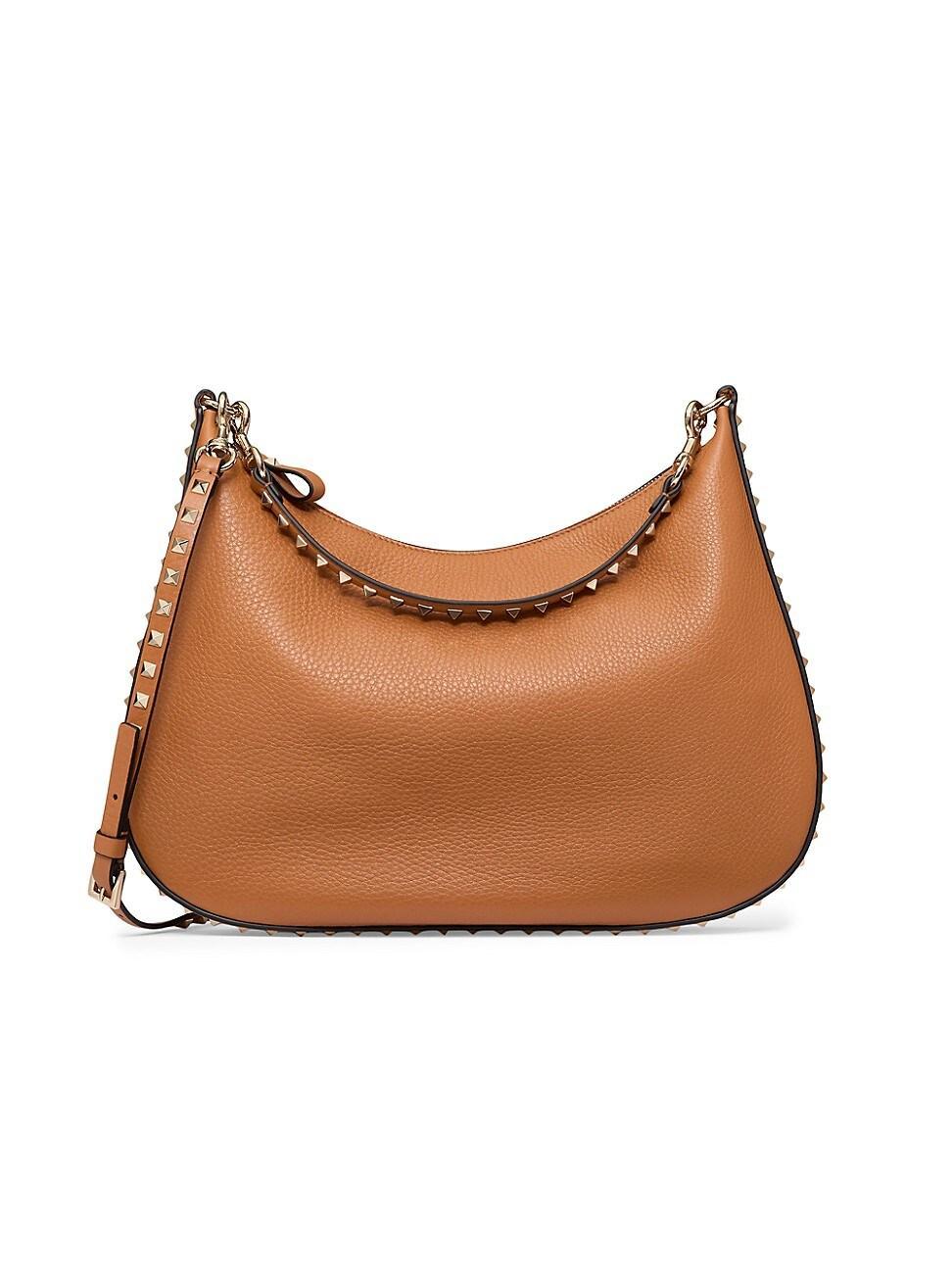 Womens Rockstud Hobo Bag in Grainy Calfskin Product Image