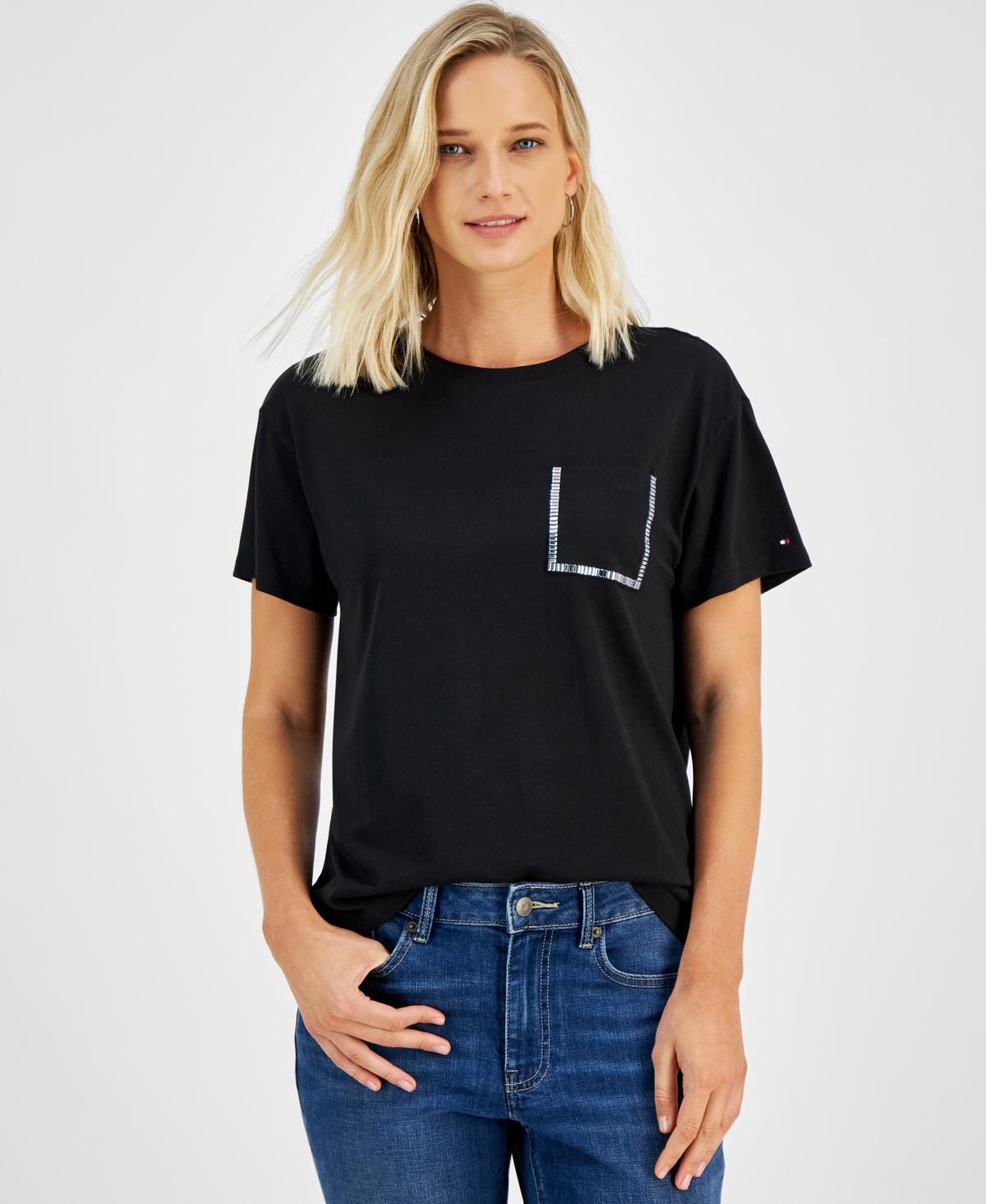 Tommy Hilfiger Womens Embellished Pocket Crewneck T-Shirt product image