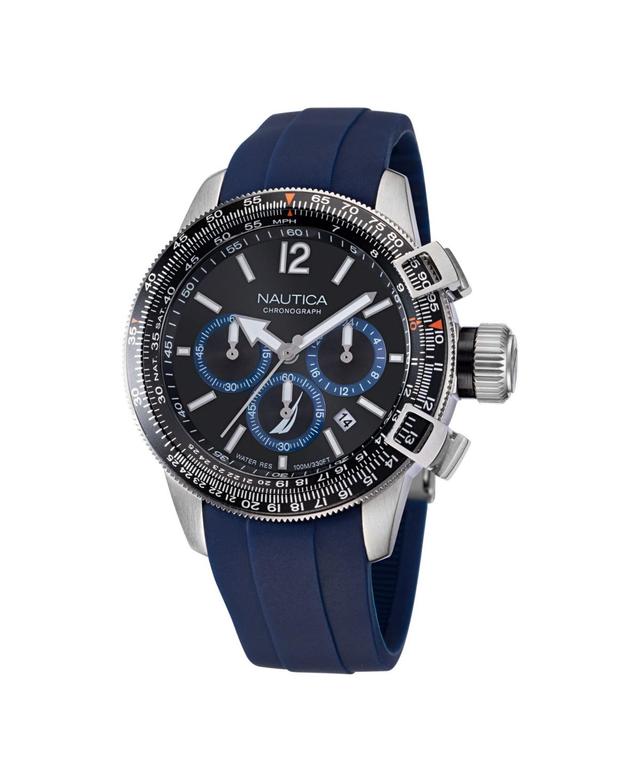 Nautica Mens Blue Silicone Strap Watch 46mm - Blue Product Image