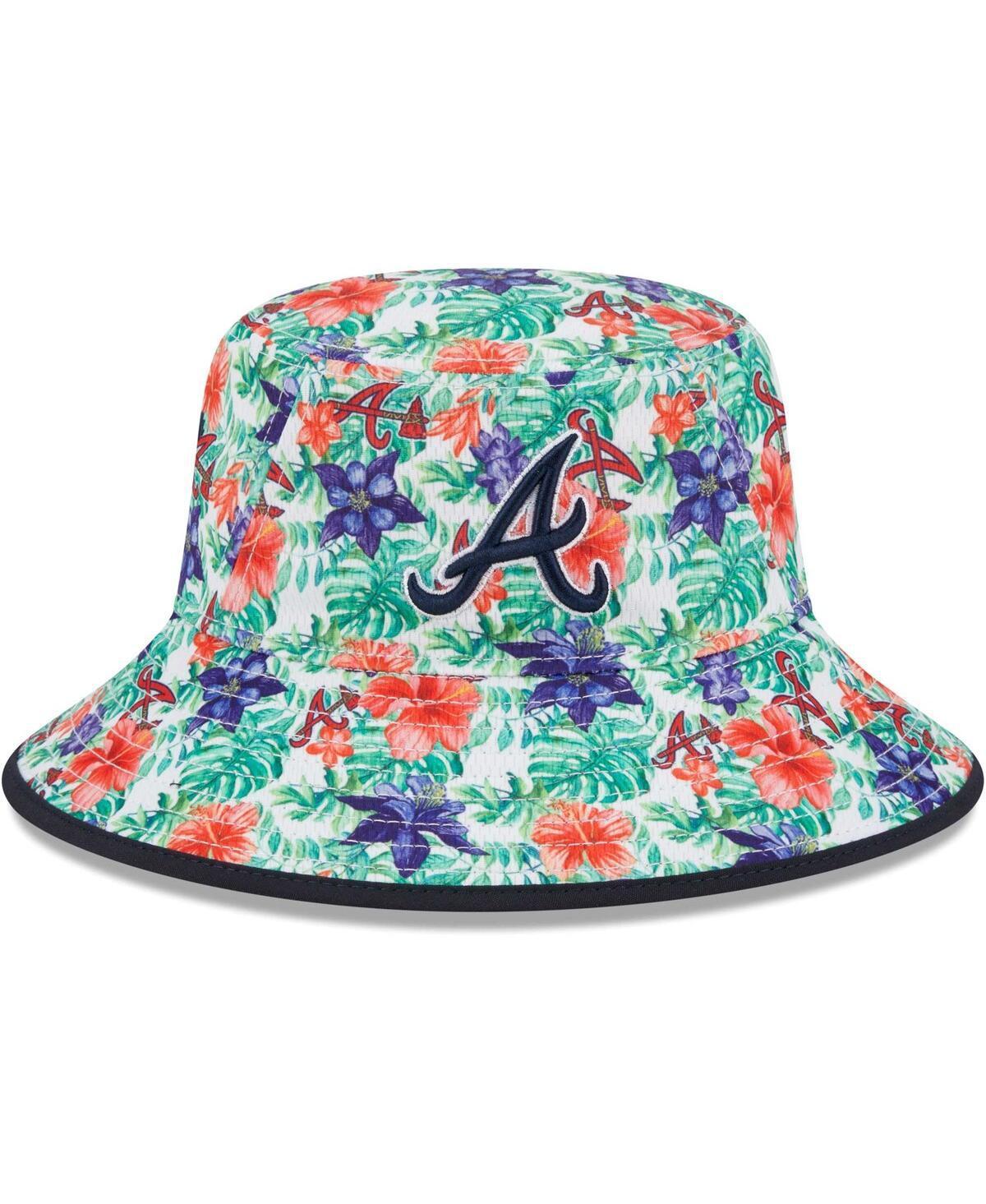 Mens New Era Atlanta Braves Tropic Floral Bucket Hat, Blue Product Image