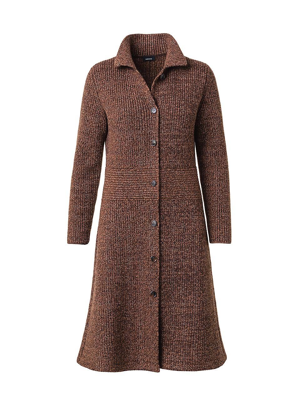 Womens Cashmere-Wool Mouline Rib-Knit Coat Product Image