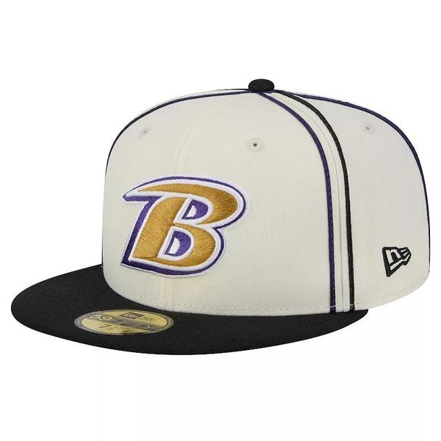 Mens New Era Cream Baltimore Ravens Soutache 59FIFTY Fitted Hat Product Image