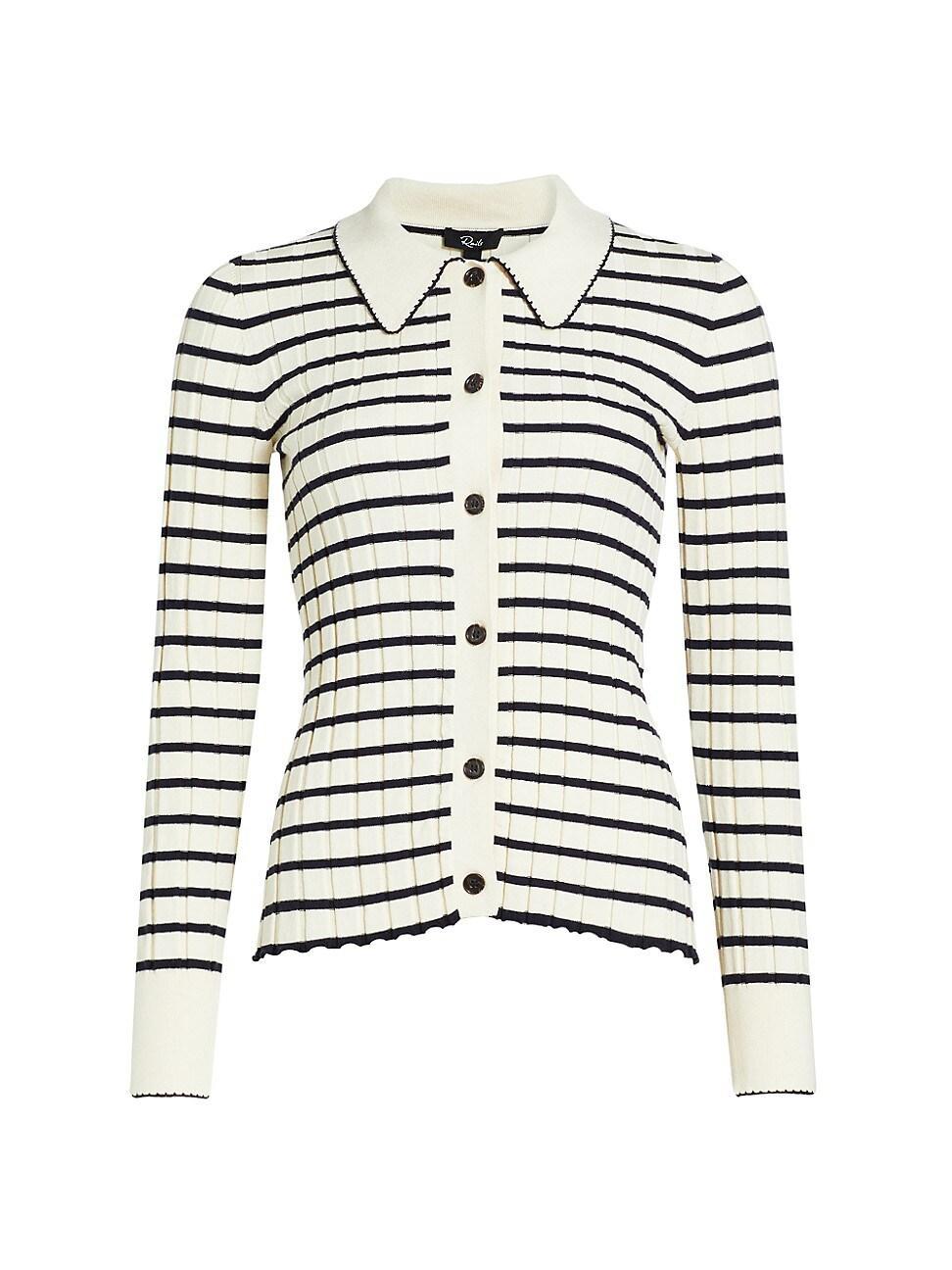 Womens Aurelia Striped Rib-Knit Cardigan Product Image