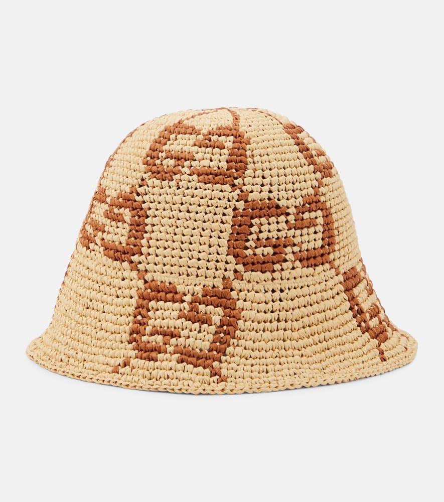 GUCCI Gg Raffia-effect Cloche Hat In Cream Product Image