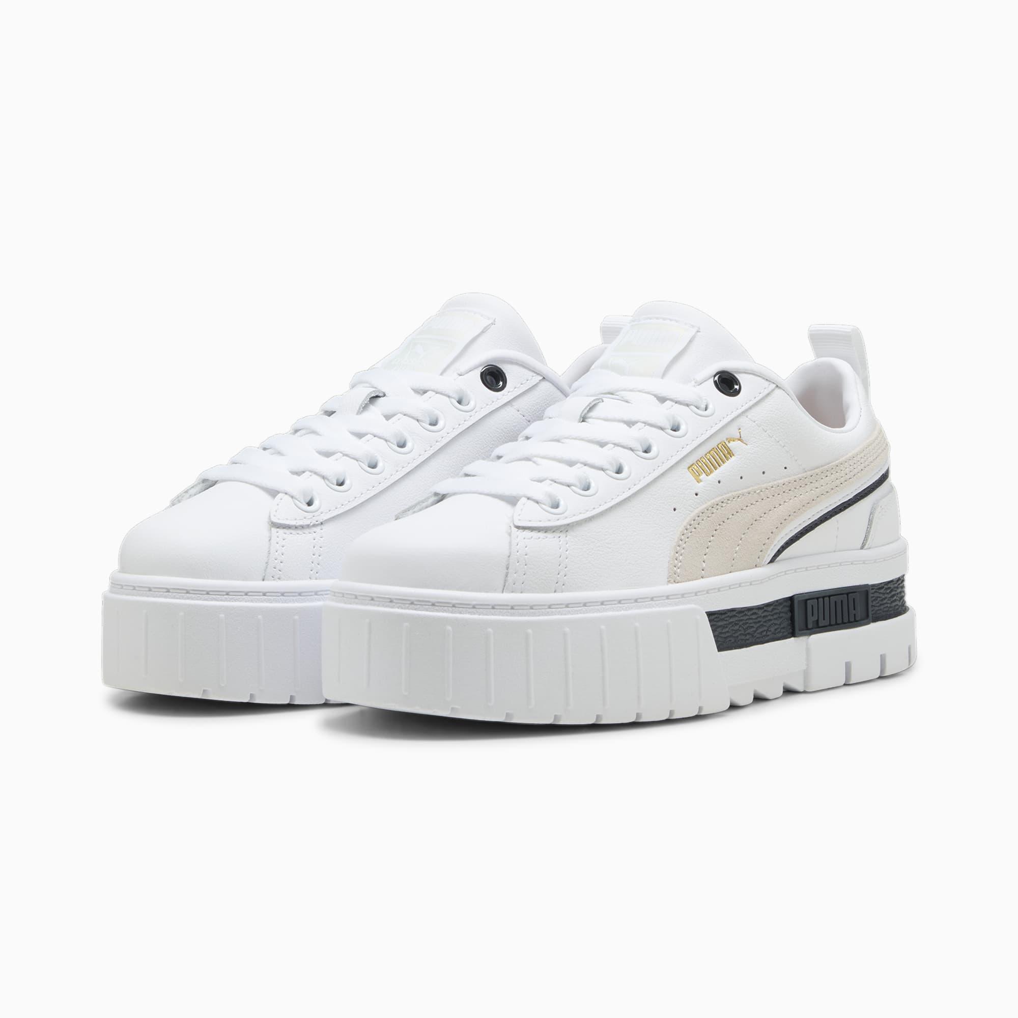 PUMA Mayze Classics Women's Sneakers in White/Gold Product Image