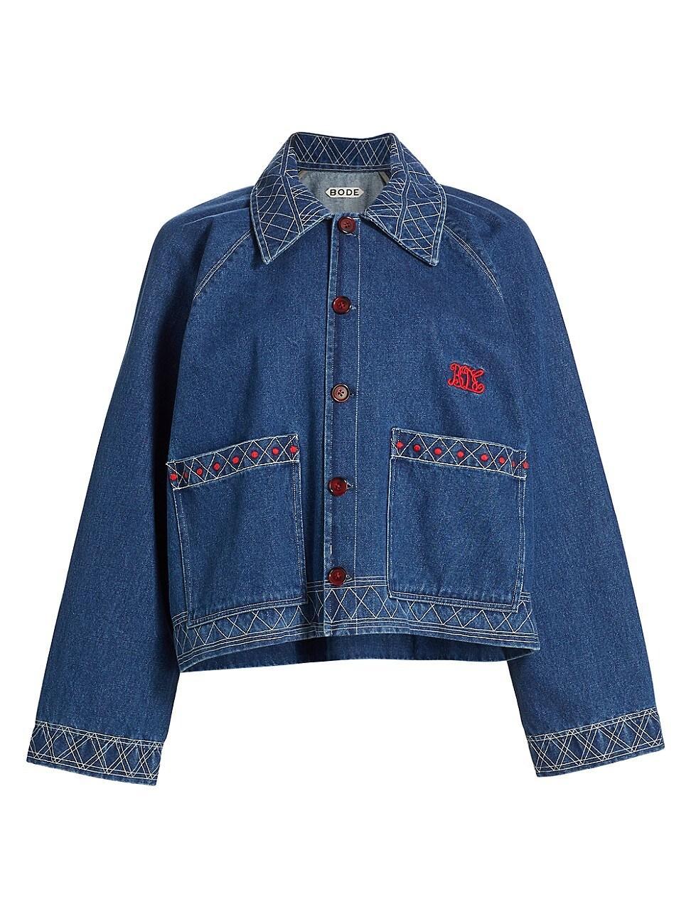 Womens Embroidered Denim Jacket Product Image