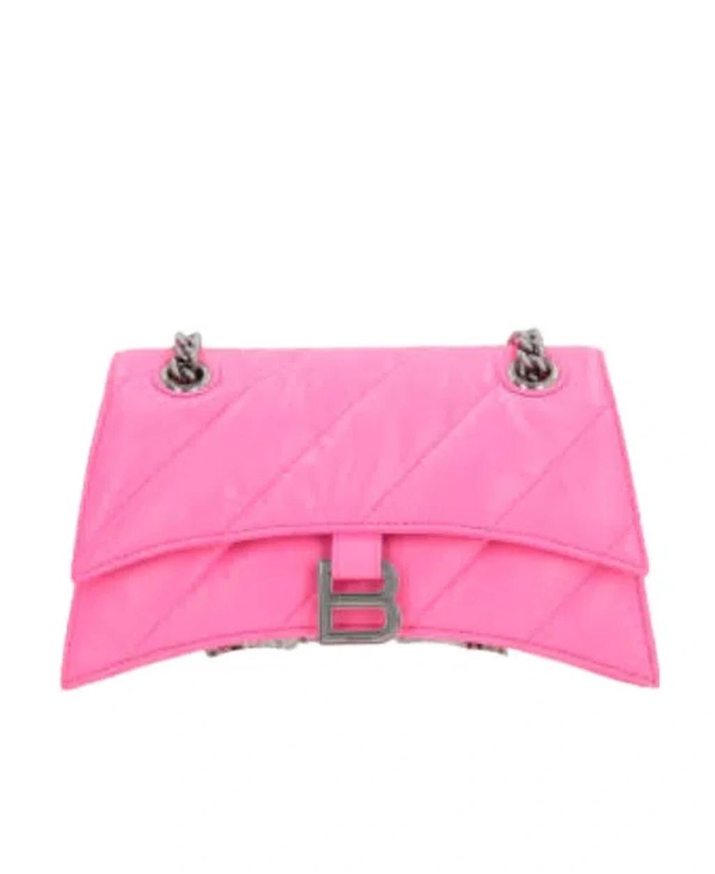 BALENCIAGA Small Crush Quilted Shoulder Bag In Rosa Product Image