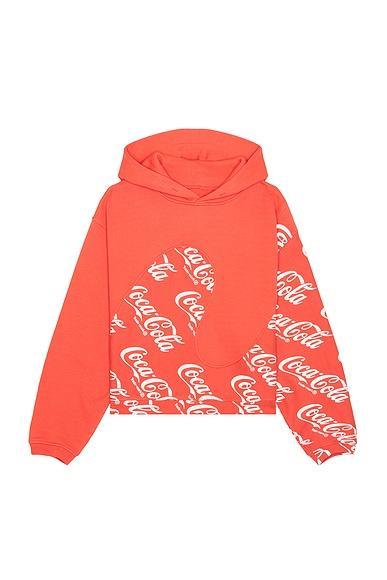 ERL Men Coca Cola Swirl Hoodie Knit in Red - Red. Size M (also in L, S, XL). Product Image