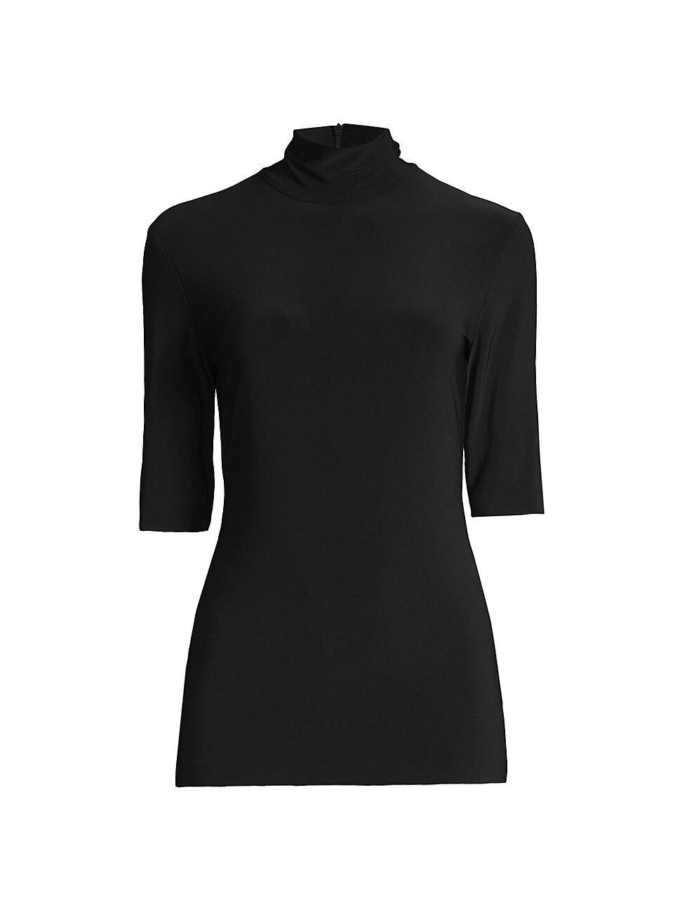 Womens Short-Sleeve Turtleneck Top Product Image