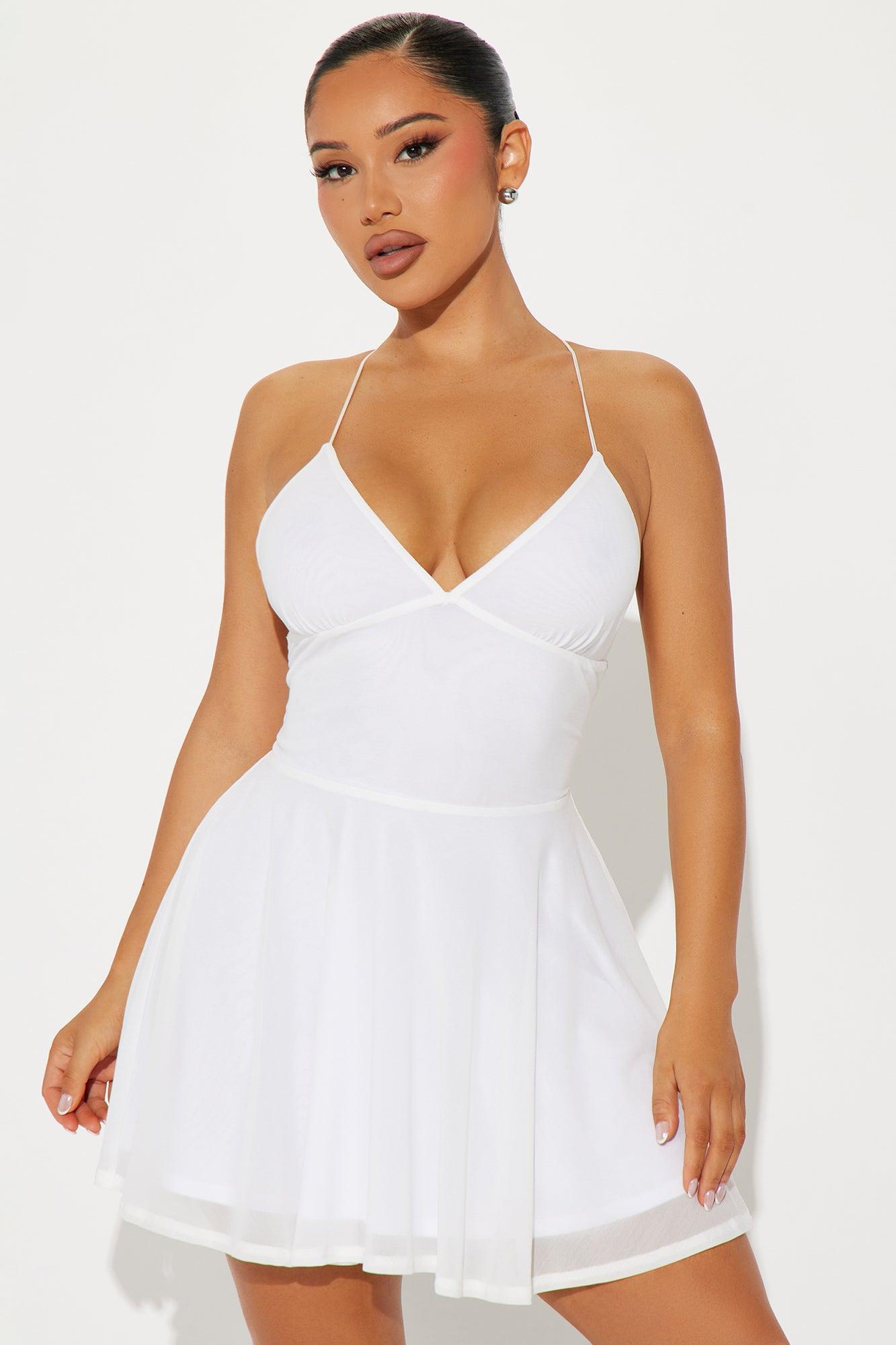 Monarch Mesh Micro Mini Dress - White Product Image