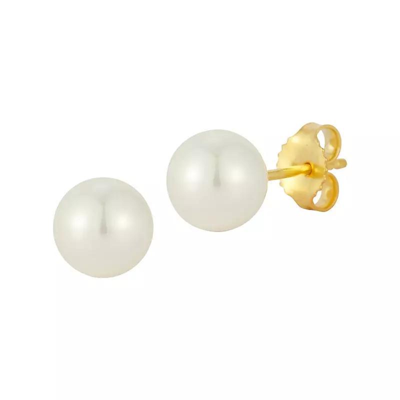 Sunkissed Sterling Freshwater Cultured Pearl Stud Earrings, Womens, Gold Tone Product Image