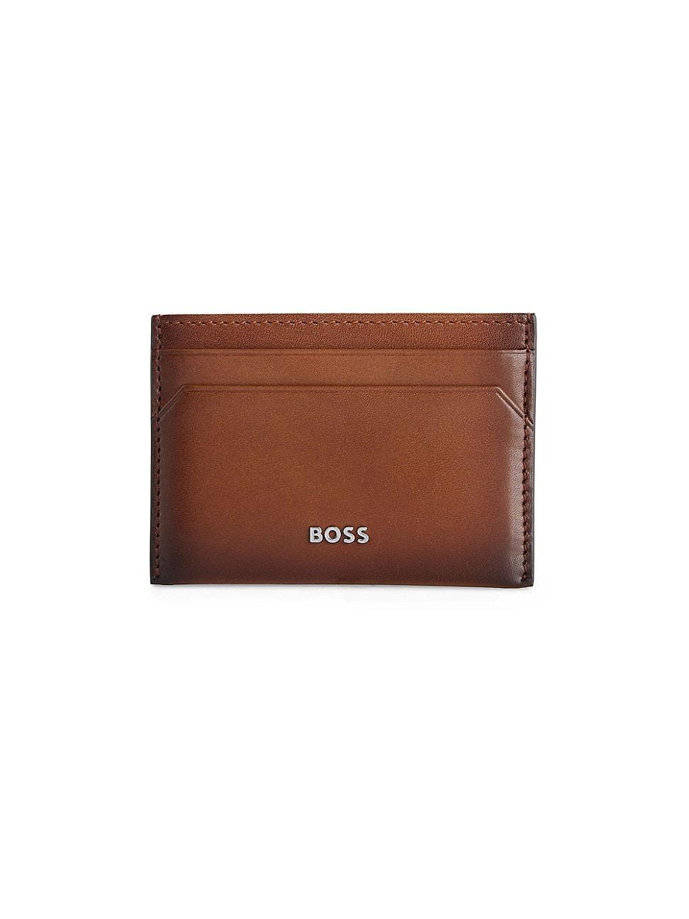 Mens Leather Card Holder with Logo Lettering Product Image