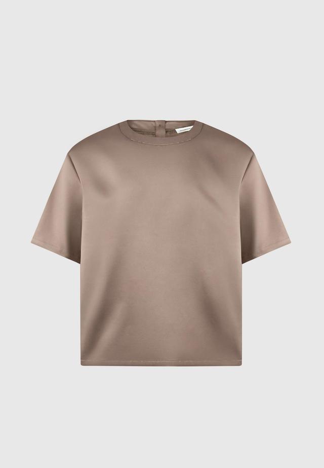 Satin Boxy Fit T-Shirt - Taupe Male Product Image