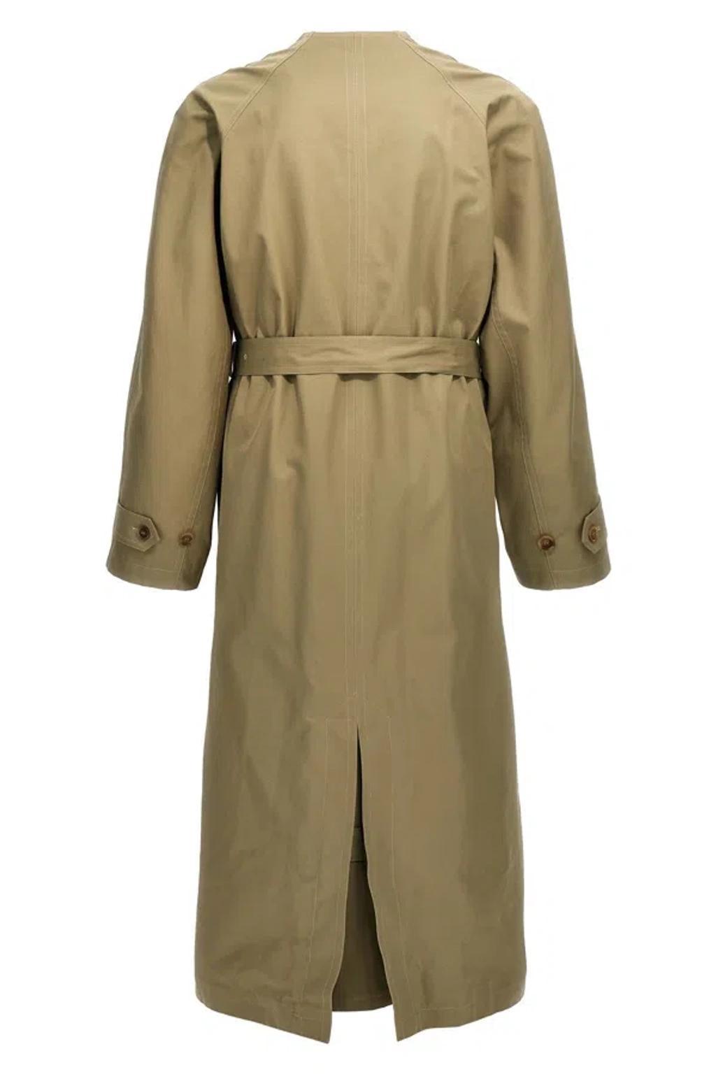 BALENCIAGA Check Lining Oversize Trench Coat Coats, Trench Coats Beige In Cream Product Image