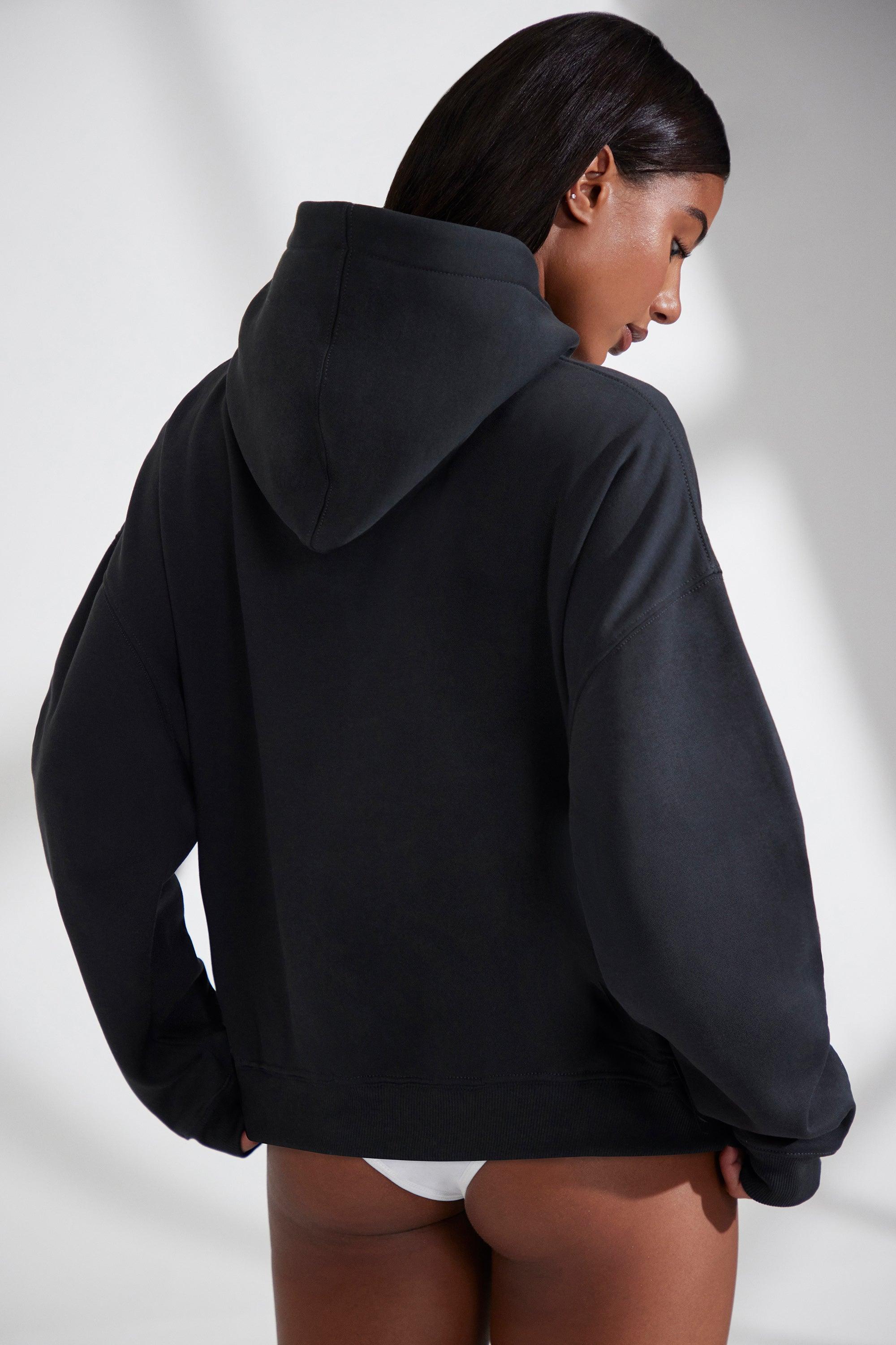 Oversized Hooded Sweatshirt in Black Product Image