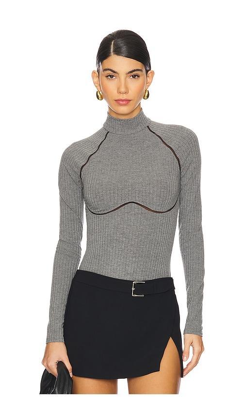 Rib Bodysuit With Lace Trim Product Image