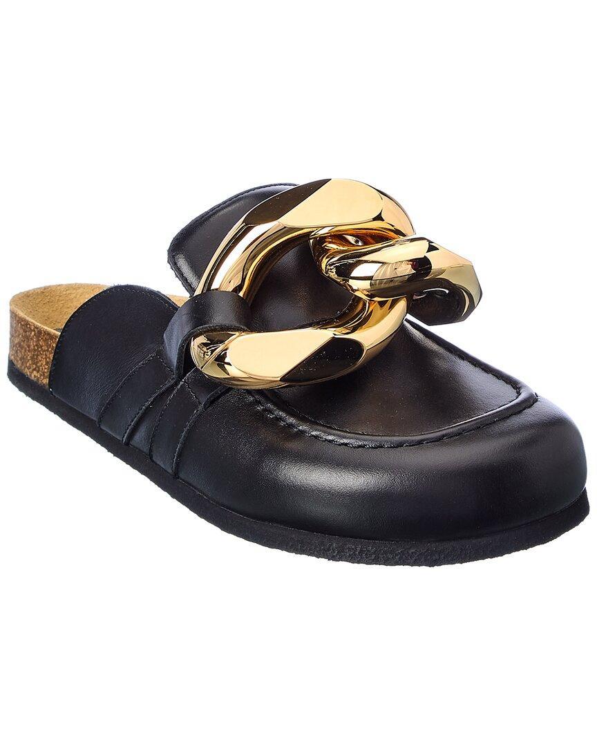 Womens Chain Leather Loafer Mules Product Image