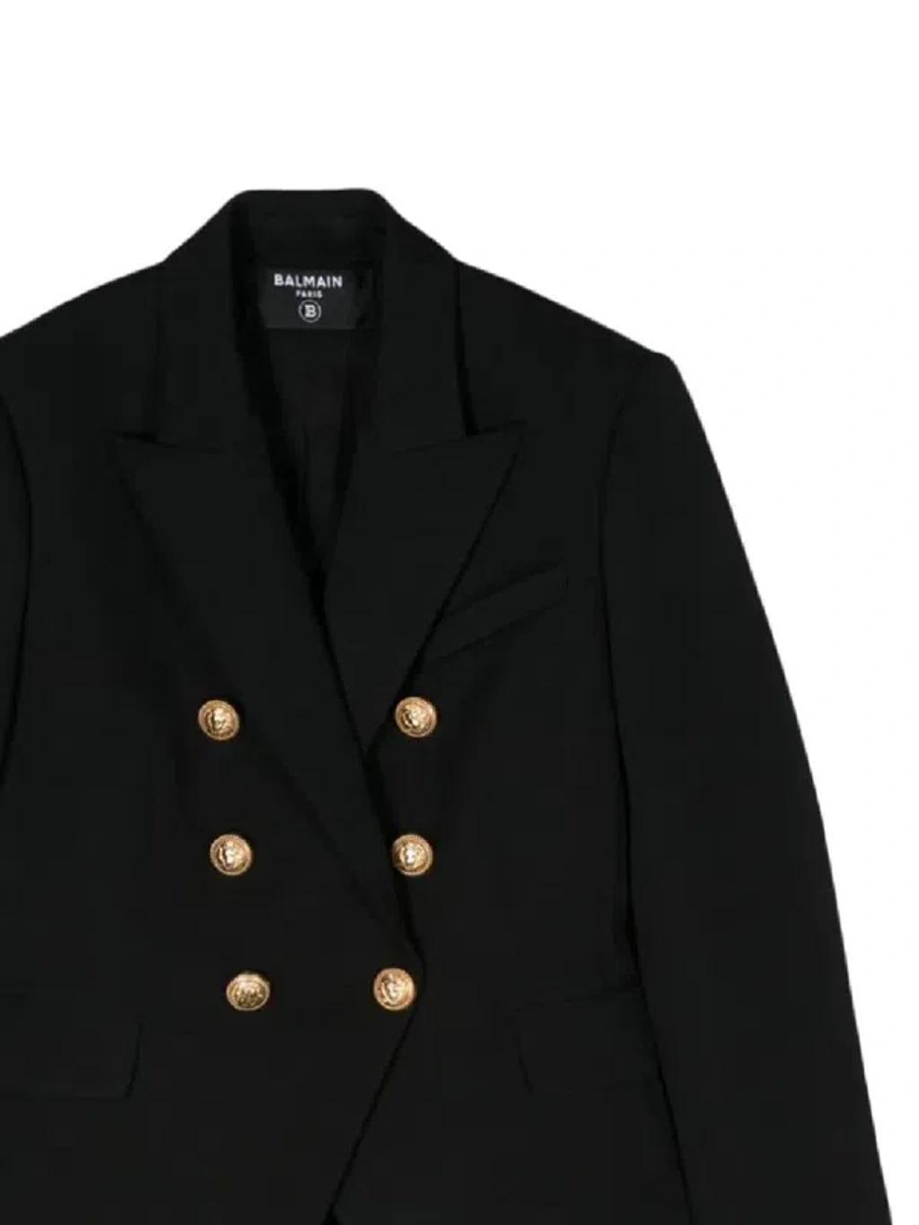 Wool Double Breasted Jacket In Black Product Image