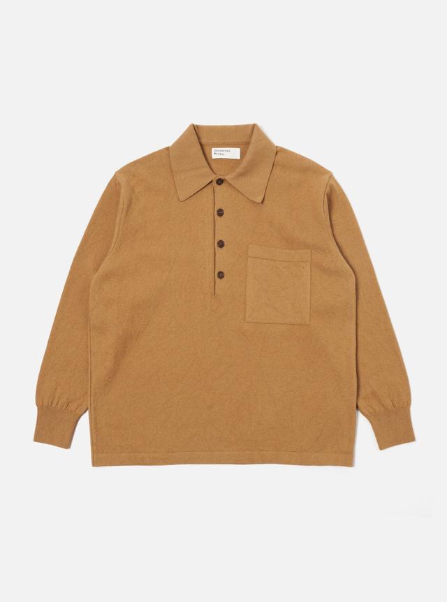 Universal Works L/S Pullover Knit Shirt in Cumin Eco Cotton Product Image