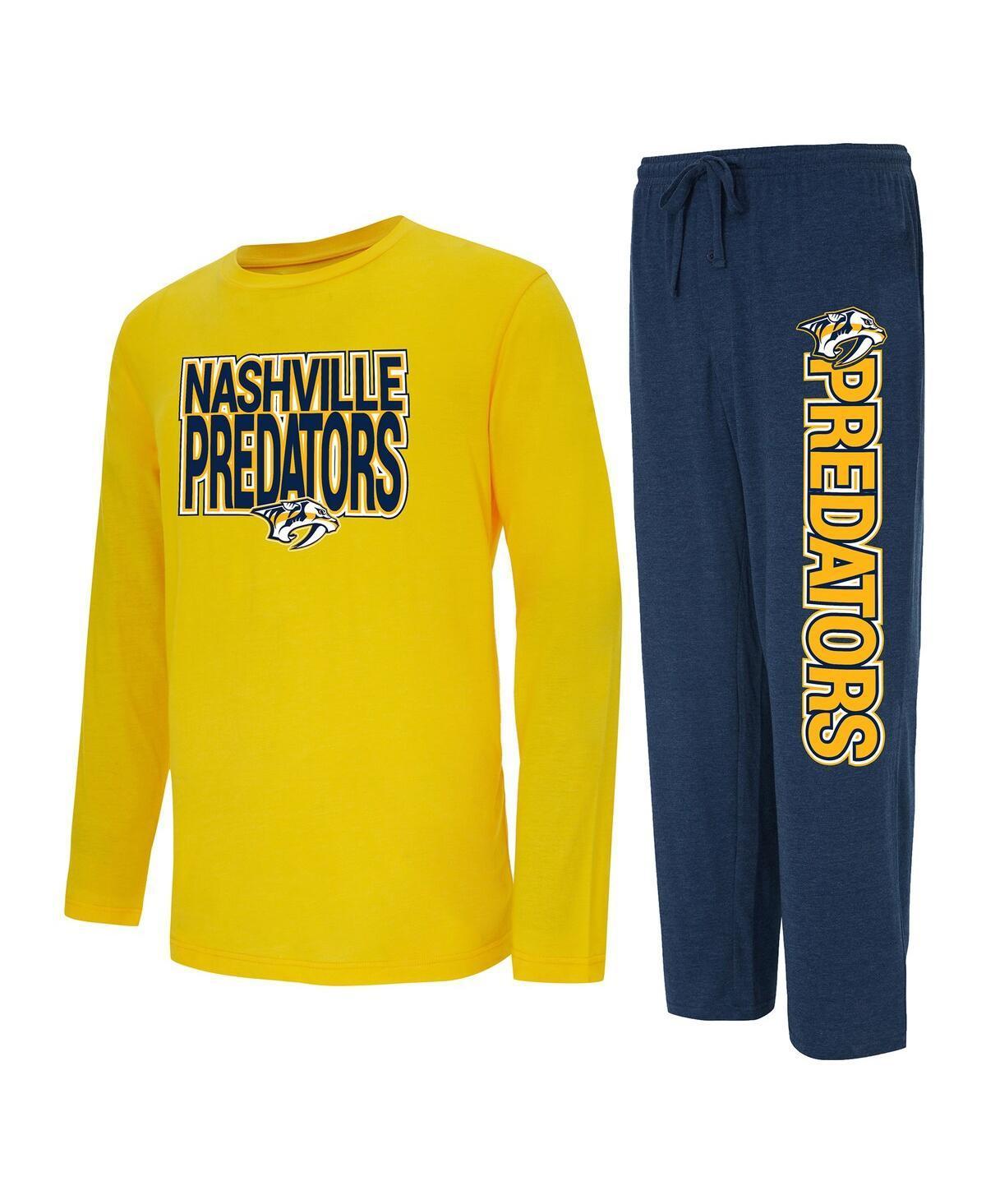 Mens Concepts Sport Navy Nashville Predators Meter Long Sleeve T-shirt and Pants Sleep Set - Navy Product Image