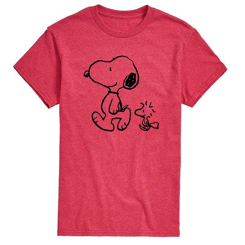 Mens Peanuts Snoopy Woodstock Walk Tee Red Product Image