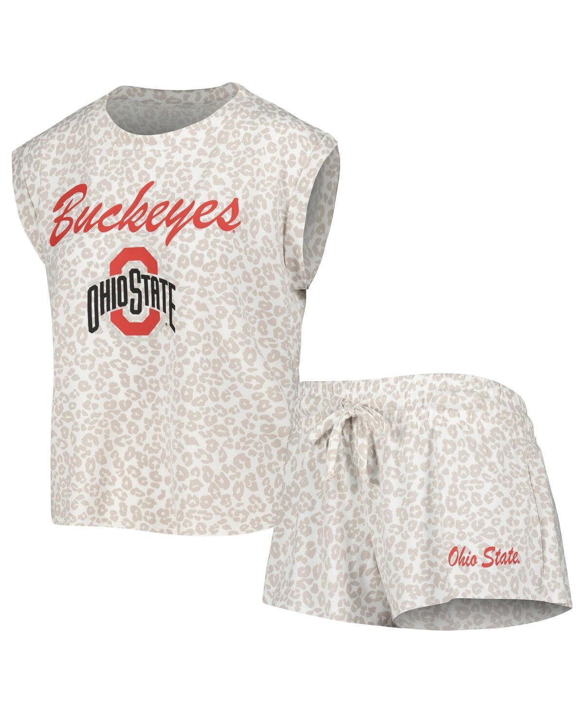 Womens Concepts Sport Cream Ohio State Buckeyes Montana T-shirt and Shorts Sleep Set Product Image