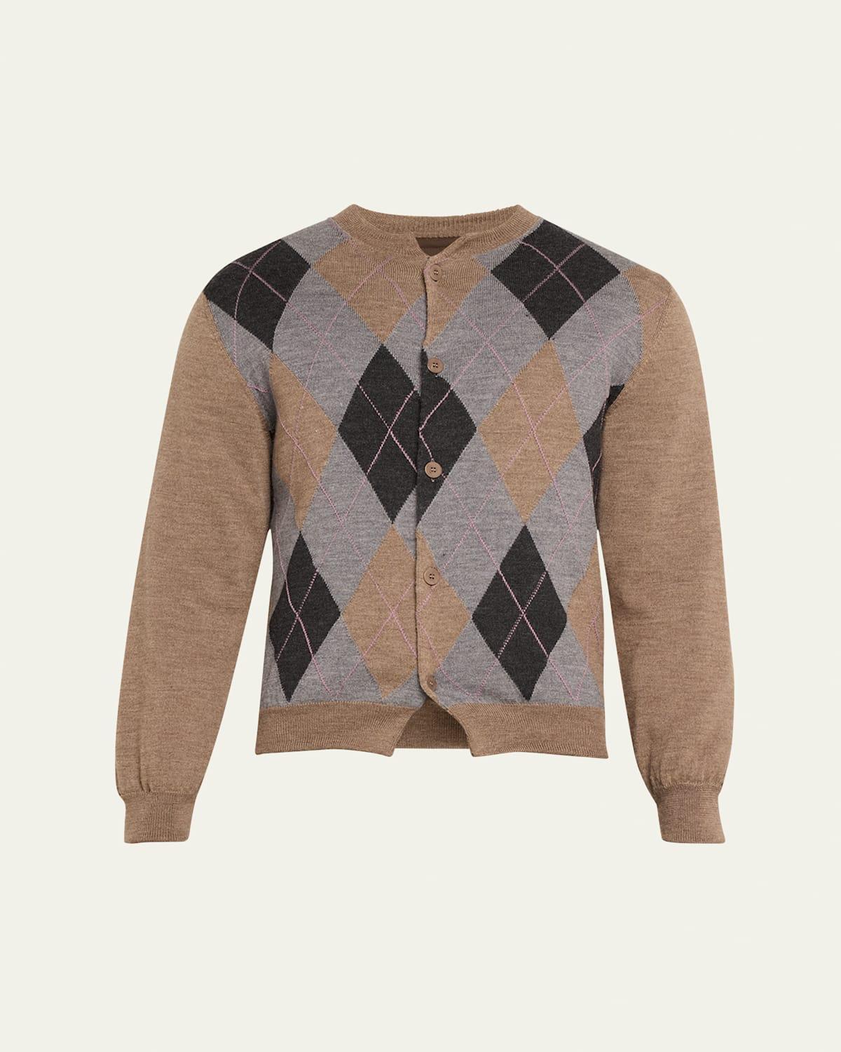 Mens Argyle Wool Cardigan Product Image