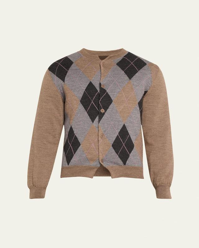 Mens Argyle Wool Cardigan Product Image