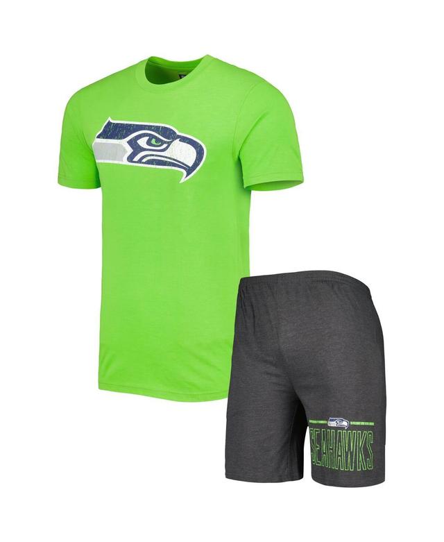 Mens Concepts Sport Charcoal/Neon Green Seattle Seahawks Meter T-Shirt & Shorts Sleep Set Product Image