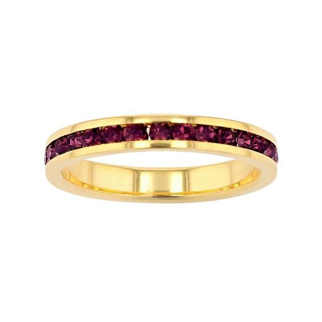 18k Gold Over Silver Birthstone Crystal Eternity Ring, Womens 18k Gold Plated Feb Product Image