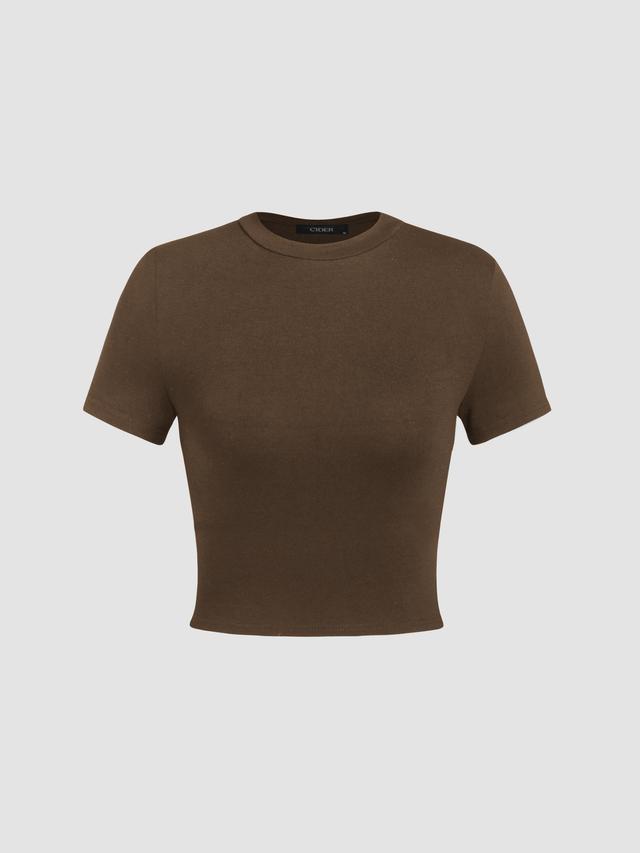 Solid Short Sleeve Crop Tee Product Image