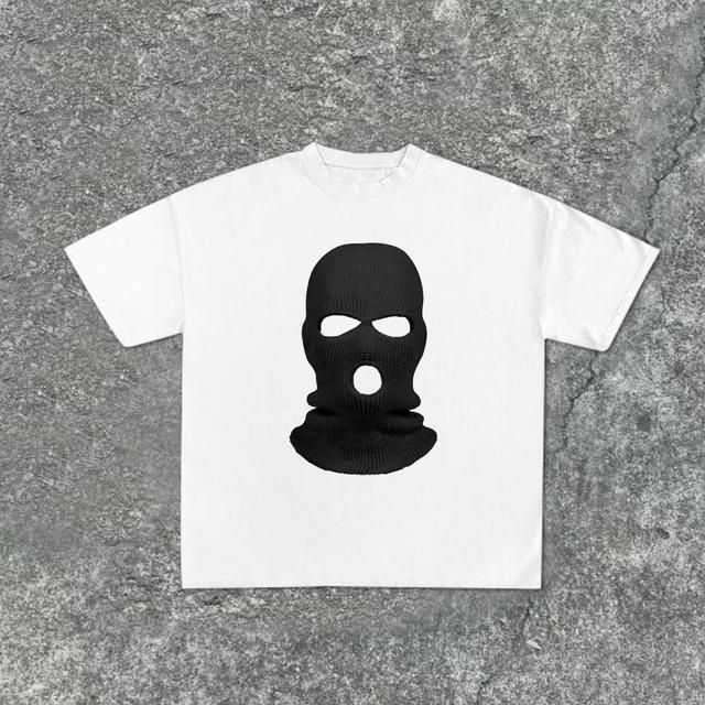 Sopula Gangster Mask Print Cotton Short Sleeve T-Shirt Product Image