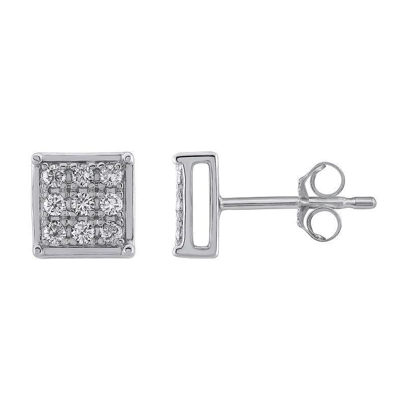 Yours and Mined 10k White Gold 1/5 Carat T.W. Diamond Stud Earrings, Womens, 10k Gold Product Image