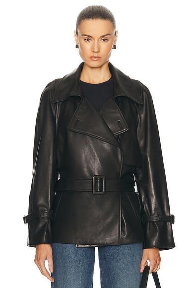 Brea Belted Leather Jacket Product Image